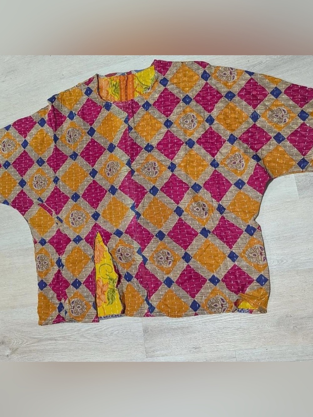 Upcycled Kantha Top Relaxed Floral Tunic